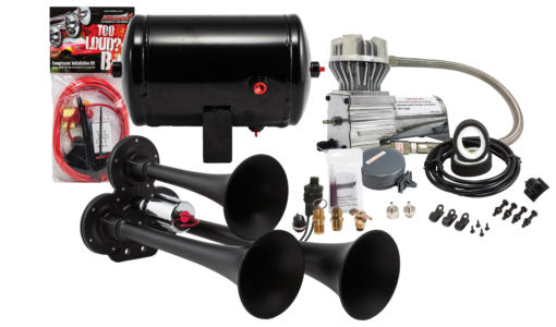 King Series Trucks Parts Accessories, Kleinn Air Horn - ProBlaster complete compact triple air horn package, GTIN: 00819147010144
