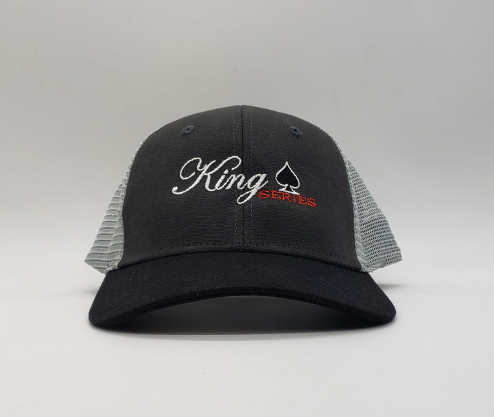 King Series 6 Door Pickup Truck Hudson Trucker Cap 55/45 cotton/polyester Canvas front panels, mesh back Structured, mid-profile, six-panel Pre-curved visor NO Sweat™ moisture-wicking sweatband Snapback closure